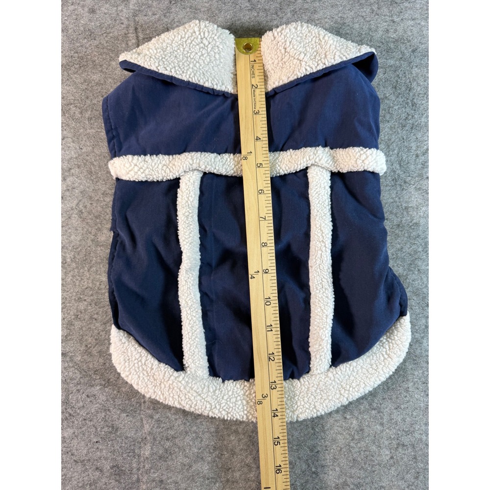 Double Nice‎ Co Navy Blue Sherpa Fleece Lined Dog Vest Jacket Adjustable No Size